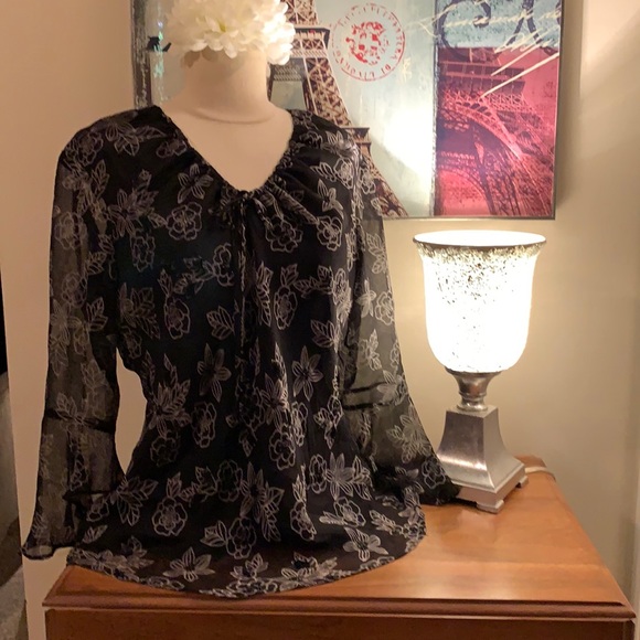 Fancy Black Floral Blouse - Picture 1 of 5